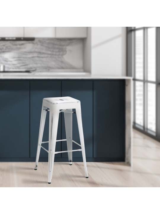 Banco alto Joshua, branco antigo