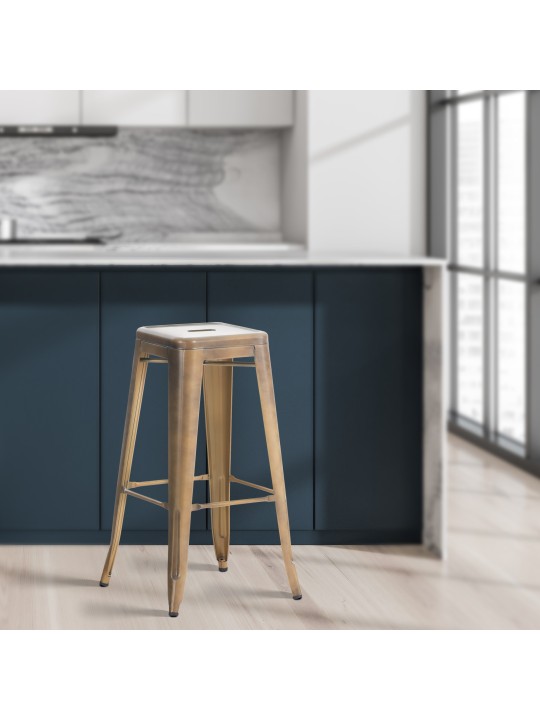 Conjunto de 4 bancos altos Joshua, dourado