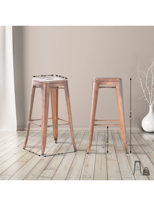 Conjunto de 4 bancos altos Joshua, cobre