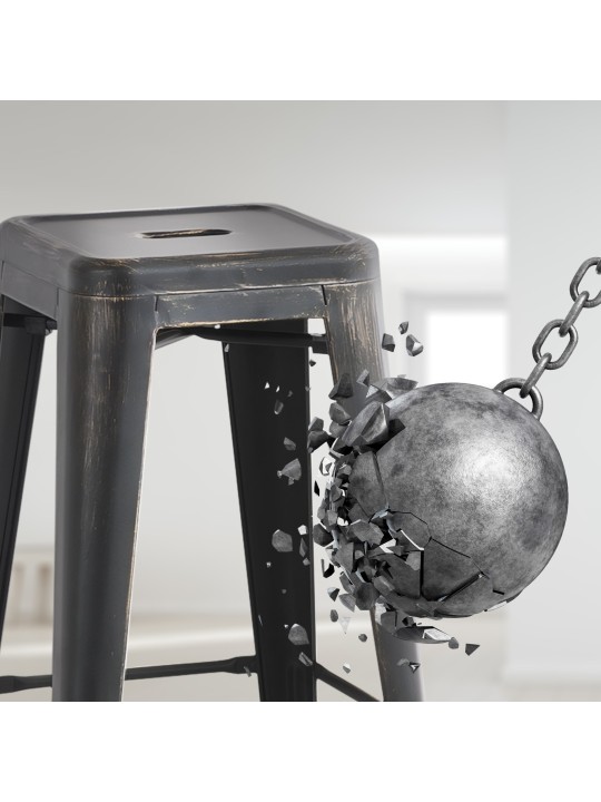 Conjunto de 4 bancos de bar antigos Joshua, preto-dourado