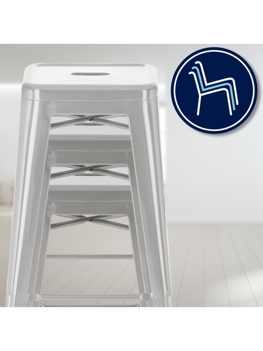 Conjunto de 4 bancos altos Joshua, prata