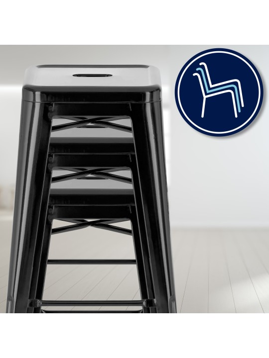 Conjunto de 4 bancos altos Joshua, preto