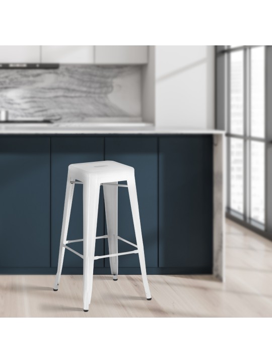 Conjunto de 4 bancos altos Joshua, branco Conjunto de 4 bancos altos Joshua, branco