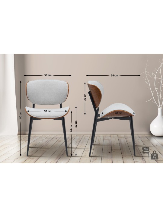 Cadeira para visitantes Enid tecido, nogueira/creme