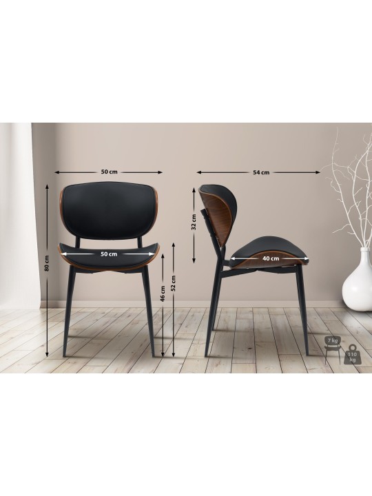 Cadeira para visitantes Enid couro sintético, nogueira/preto