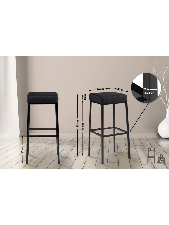 Banqueta alta Montreal B85 tecido, cinza escuro