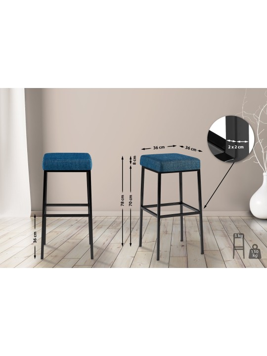 Banqueta alta Montreal B80 tecido, azul