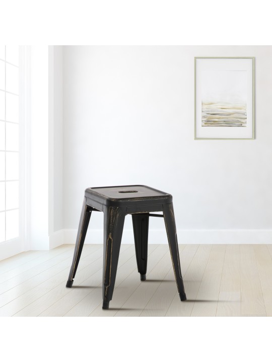 Banqueta Armin antiga, preto-dourado