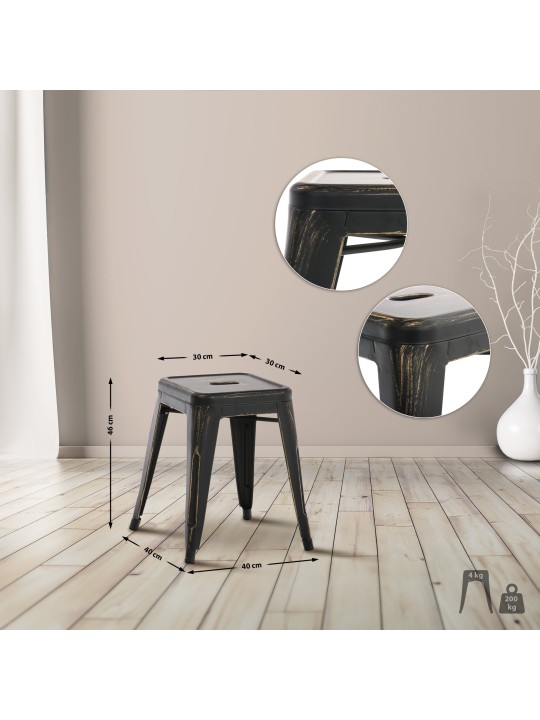 Banqueta Armin antiga, preto-dourado