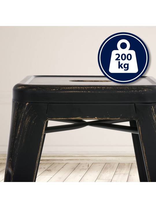 Banqueta Armin antiga, preto-dourado