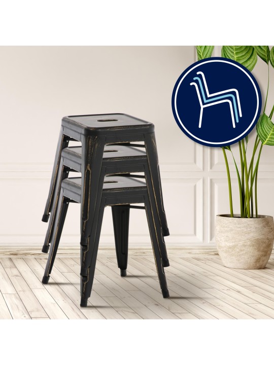 Banqueta Armin antiga, preto-dourado