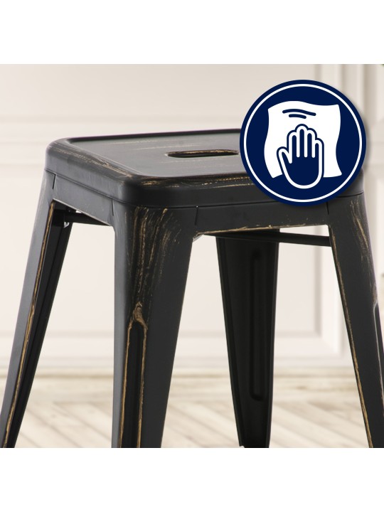 Banqueta Armin antiga, preto-dourado