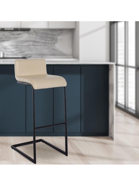 Banqueta alta Newport couro sintético B, creme