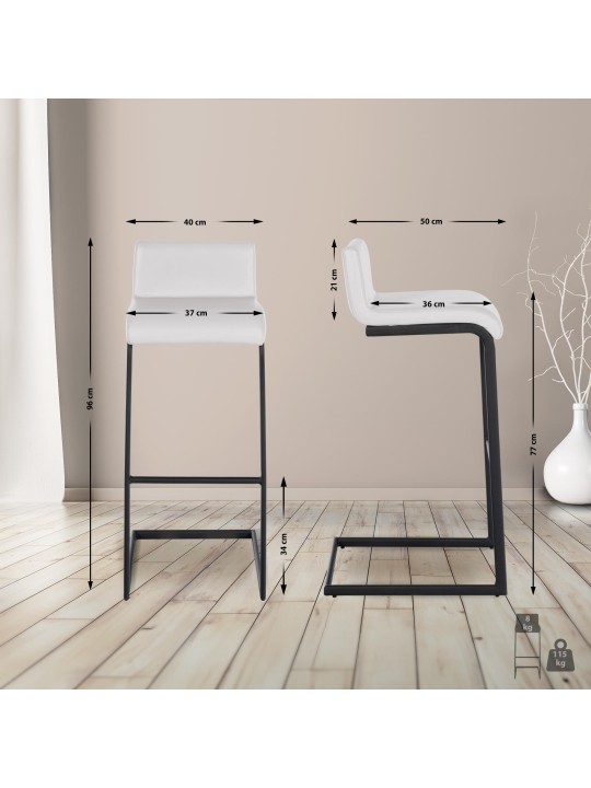 Banqueta alta Newport couro sintético B, branco