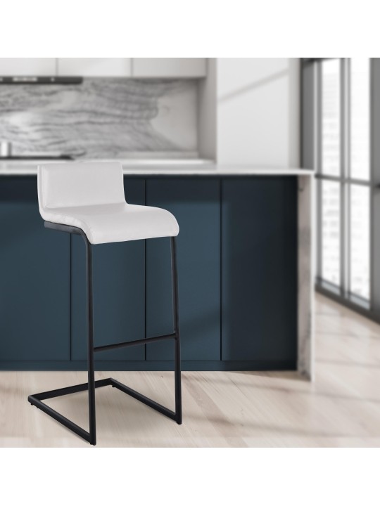 Banqueta alta Newport couro sintético B, branco