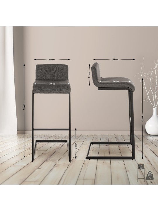 Banqueta alta Newport tecido B, cinza escuro