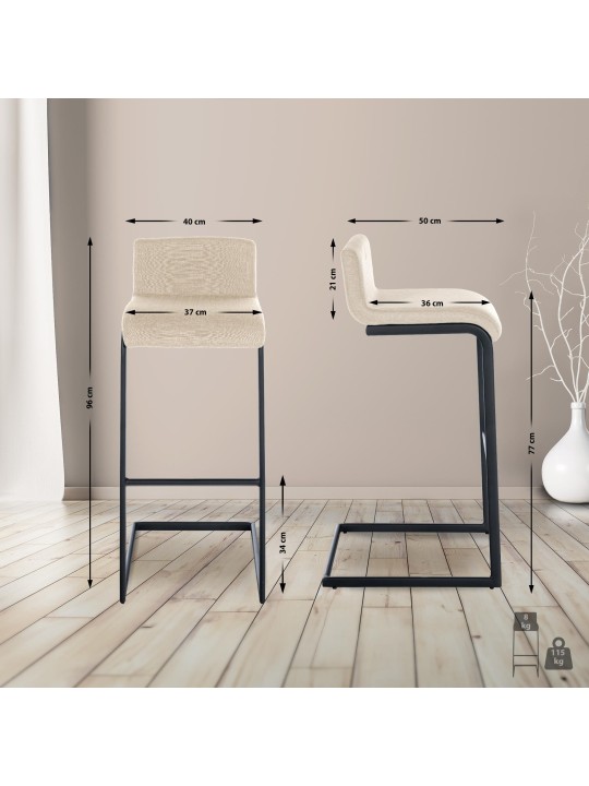 Banqueta alta Newport tecido B, creme