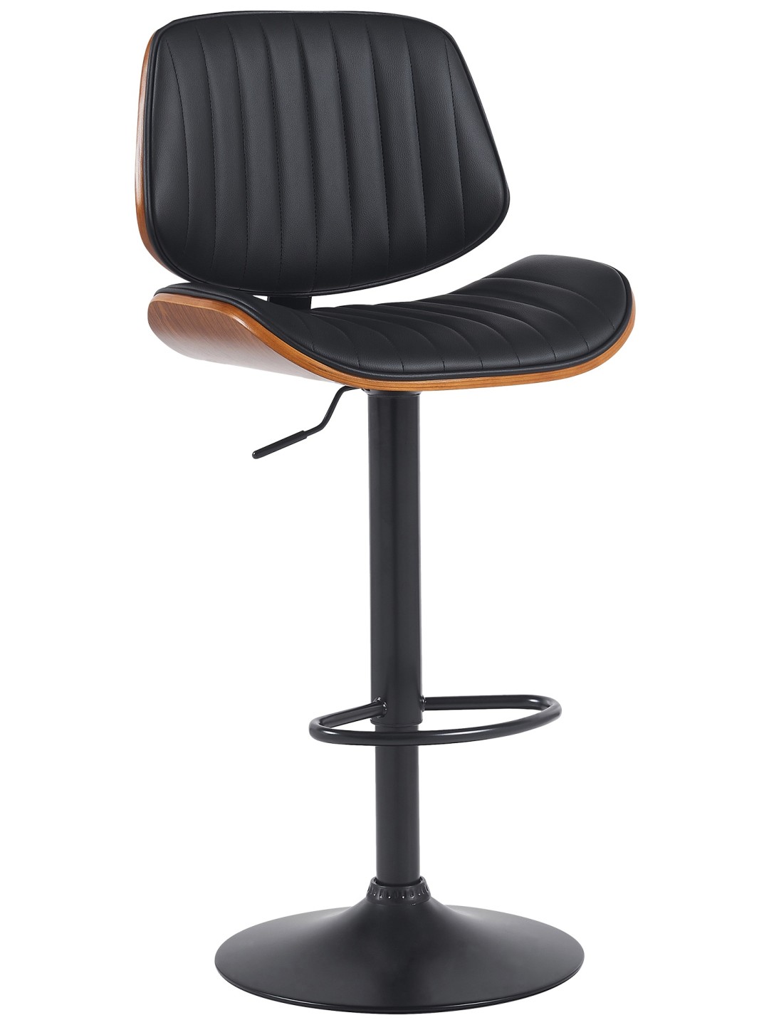 Banqueta alta Clawson couro sintético, nogueira/preto