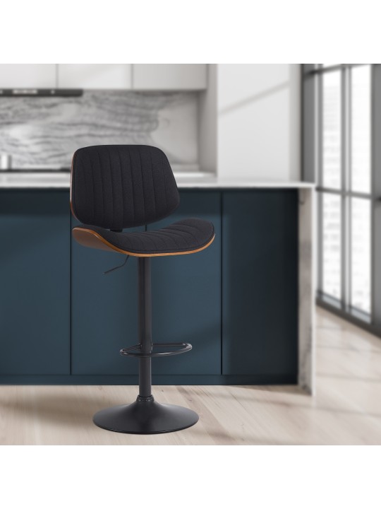 Banqueta alta tecido Clawson, nogueira/preto