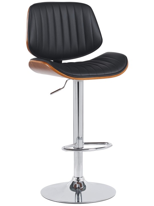Banqueta alta Clawson em couro sintético cromado, nogueira/preto