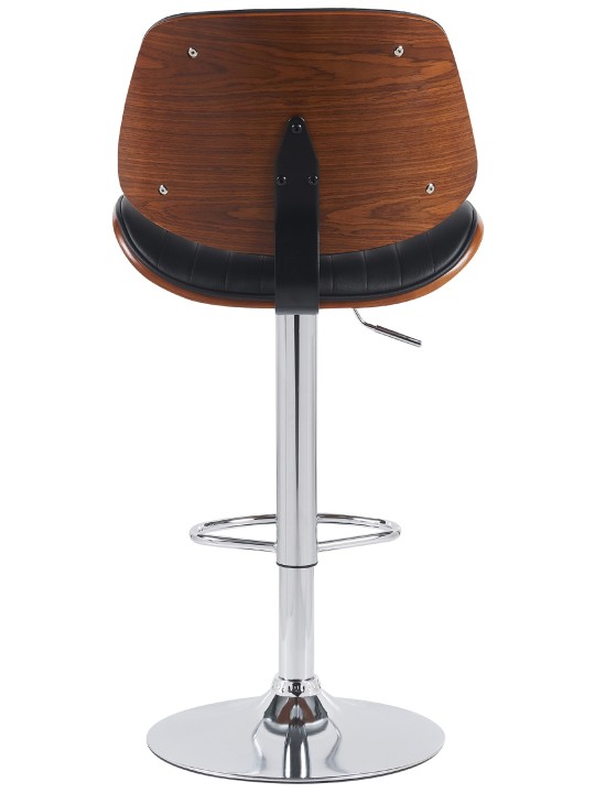 Banqueta alta Clawson em couro sintético cromado, nogueira/preto