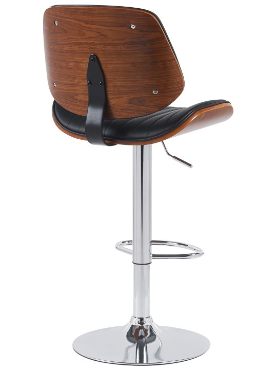 Banqueta alta Clawson em couro sintético cromado, nogueira/preto