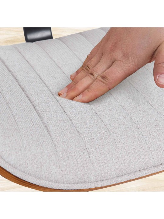 Banqueta alta Clawson tecido cromado, nogueira/creme