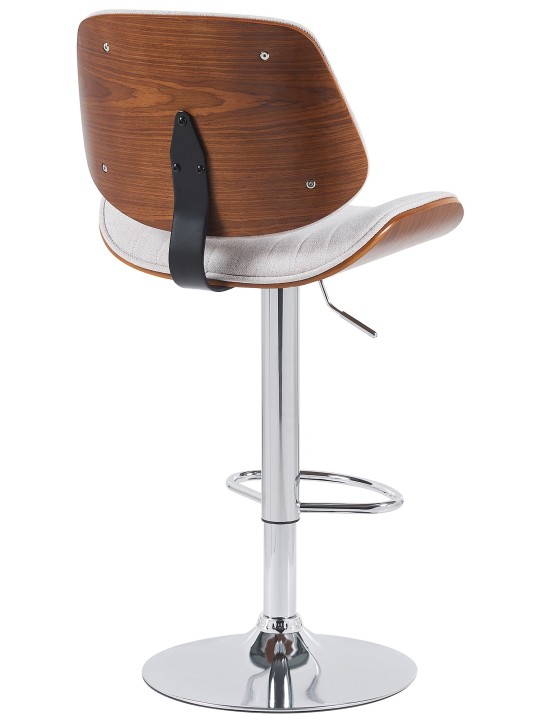 Banqueta alta Clawson tecido cromado, nogueira/creme