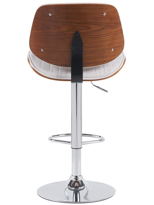 Banqueta alta Clawson tecido cromado, nogueira/creme