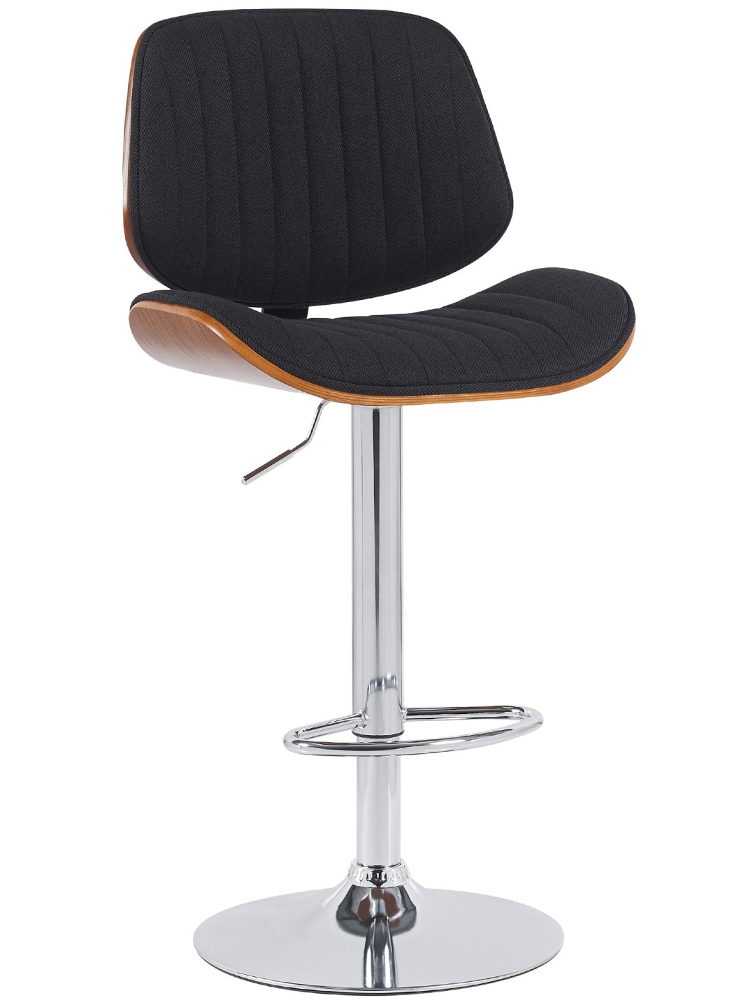 Banqueta alta Clawson tecido cromado, nogueira/preto