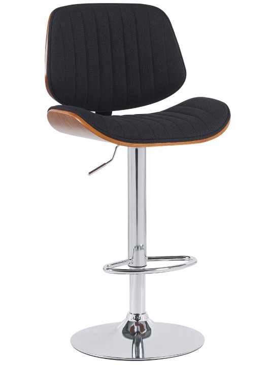 Banqueta alta Clawson tecido cromado, nogueira/preto