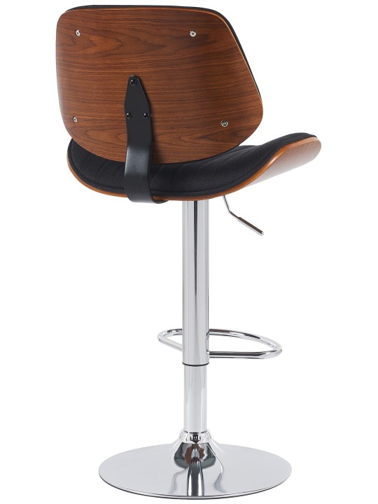 Banqueta alta Clawson tecido cromado, nogueira/preto