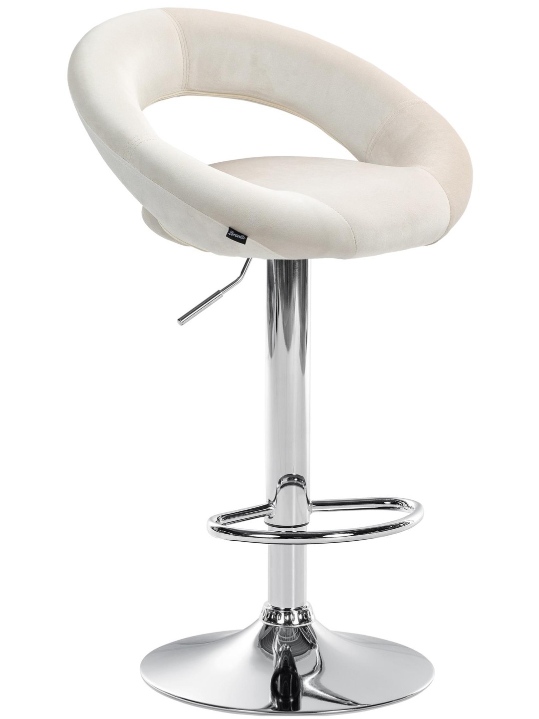 Banqueta alta Olinda veludo cromado, creme