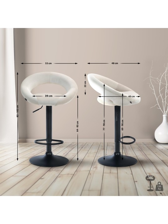 Banqueta alta veludo Olinda, creme Banqueta alta veludo Olinda, creme