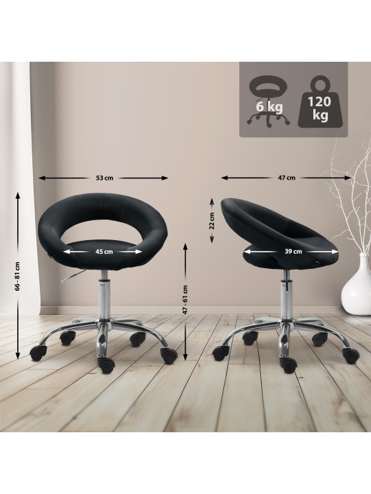 Banqueta de trabalho em veludo Olinda, preto