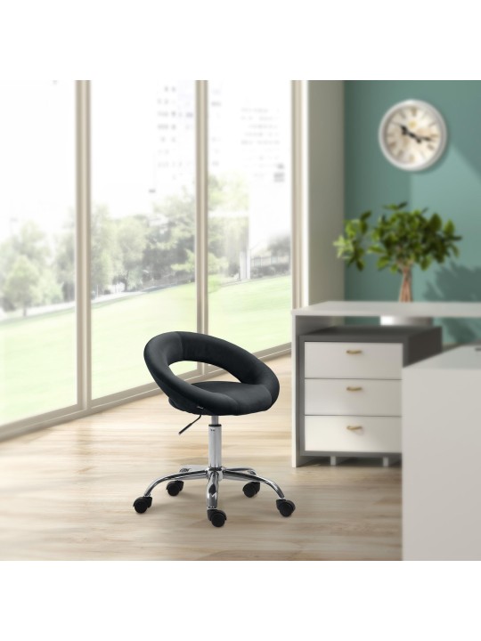 Banqueta de trabalho em veludo Olinda, preto