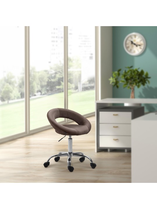 Banqueta de trabalho em veludo Olinda, castanho Banqueta de trabalho em veludo Olinda, castanho