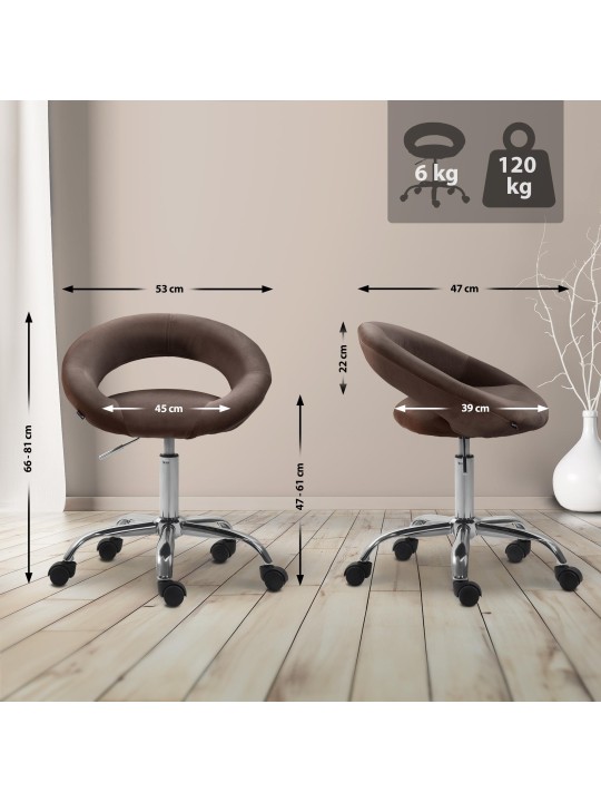 Banqueta de trabalho em veludo Olinda, castanho Banqueta de trabalho em veludo Olinda, castanho