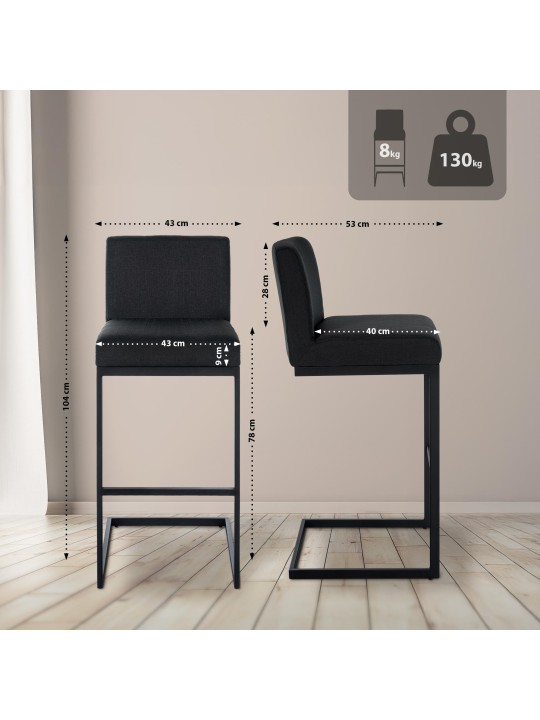 Banqueta alta Hopewell tecido B, cinza escuro