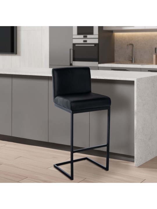Banqueta alta Hopewell couro sintético B, preto