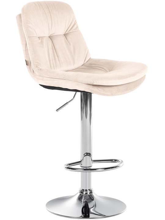 Banqueta alta Laurel veludo cromado, creme