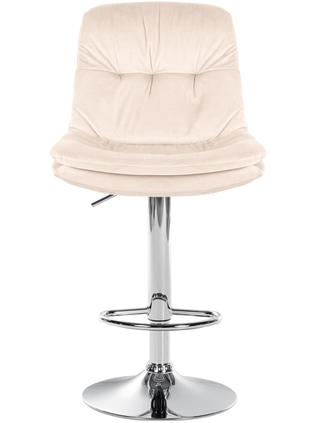 Banqueta alta Laurel veludo cromado, creme