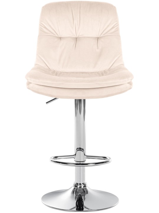 Banqueta alta Laurel veludo cromado, creme