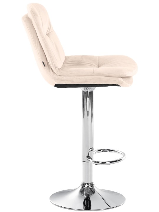 Banqueta alta Laurel veludo cromado, creme