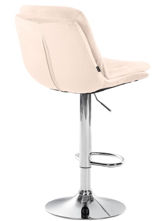 Banqueta alta Laurel veludo cromado, creme