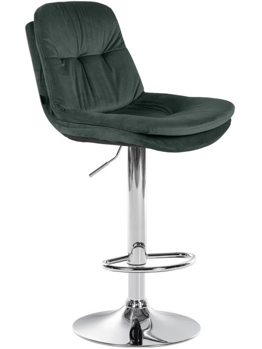 Banco de bar Laurel Velvet Chrome, verde escuro Banco de bar Laurel Velvet Chrome, verde escuro