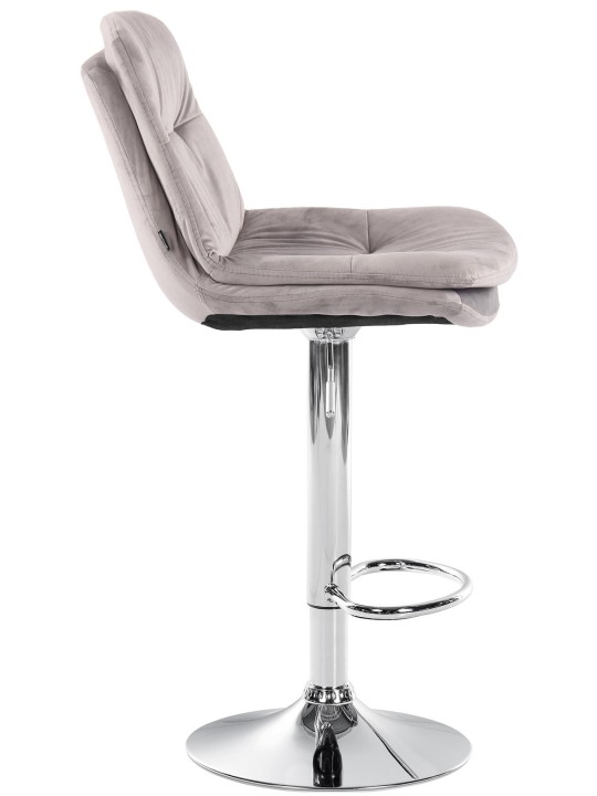 Banco de bar Laurel Velvet Chrome, cinza Banco de bar Laurel Velvet Chrome, cinza