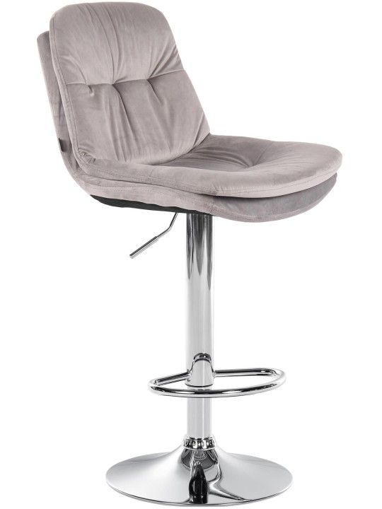 Banco de bar Laurel Velvet Chrome, cinza Banco de bar Laurel Velvet Chrome, cinza