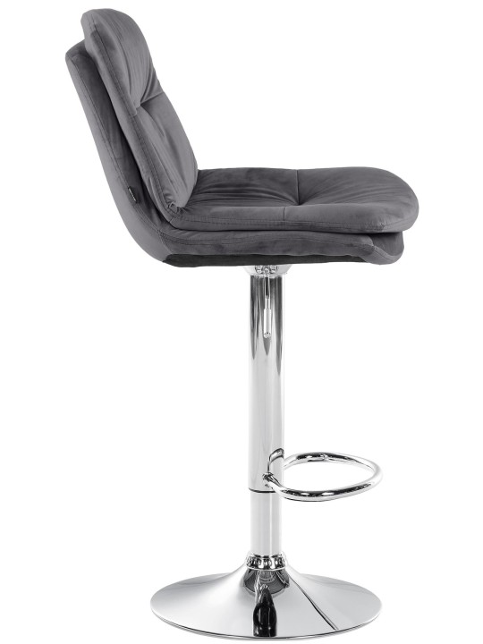 Banco de bar Laurel Velvet Chrome, cinza escuro Banco de bar Laurel Velvet Chrome, cinza escuro
