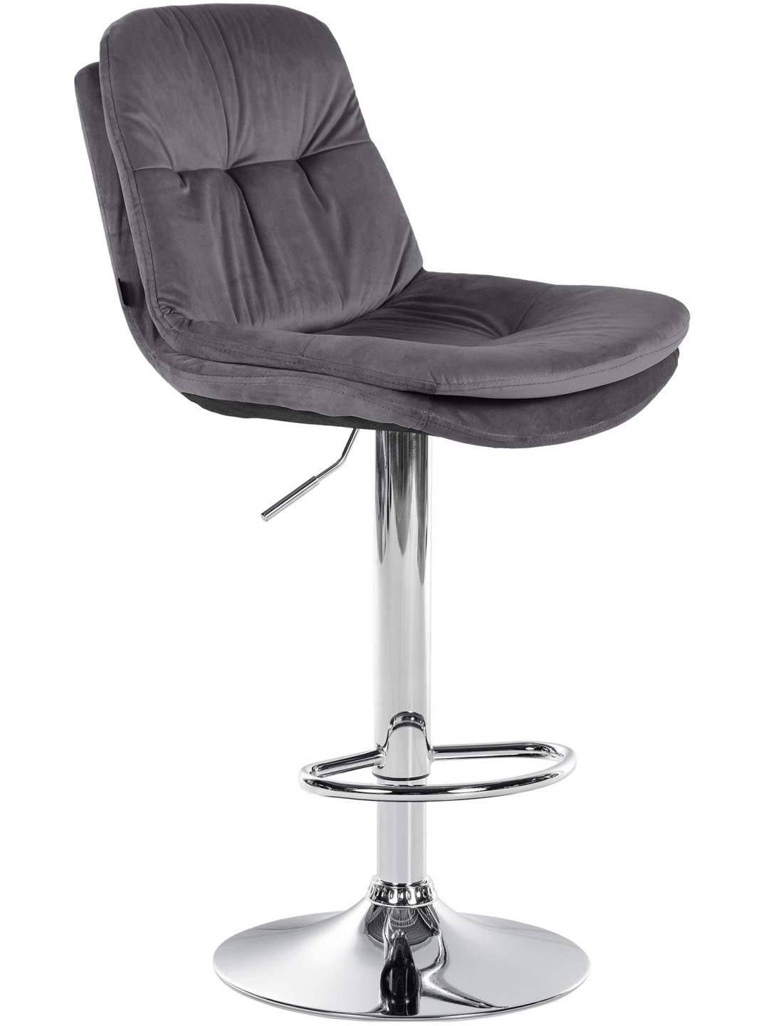 Banco de bar Laurel Velvet Chrome, cinza escuro